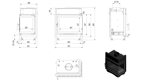 KRATKI Maja Eckkamin 8 kW 80 x 67,5 cm– Holzkamin mit Warmwasserbereiter & Wärmetauscher - BImSchV 2-konform, energieeffizient & platzsparend - 80% Wirkungsgrad, Moderne Stahl-Gusseisen-Konstruktion – Bild 5