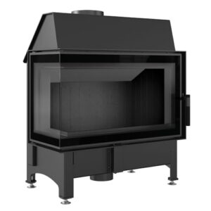 KRATKI Kamineinsatz ZIBI Deco Links 11kW - Kaminkassette - Holzkamin - 2.BImSchV 15a B-Vg - Lufteinlass 125mm - Schwarzfarbe Kaminverkleidung - modern Deco-Verglasung - Hersteller KRATKI