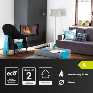 Alternative view of KRATKI Kamineinsatz ZIBI Deco Links 11kW - Kaminkassette - Holzkamin - 2.BImSchV 15a B-Vg - Lufteinlass 125mm - Schwarzfarbe Kaminverkleidung - modern Deco-Verglasung - Hersteller KRATKI