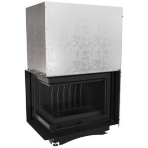 KRATKI Maja Holzkamin Kamin mit Lufteinlass BImSchV 2-konform 8 kW Wärmewirkungsgrad 80% Staubauslass 200 mm Gusseisen Stahl linksseitige Guillotine-Tür 114 x 78 cm