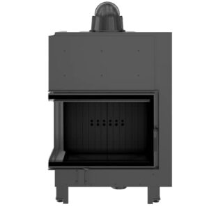 Alternative view of KRATKI MBA Holzkamineinsatz Lufteinlass BImSchV 2 konform 17 kW Staubauslass fi 200 mm Stahl schwarz Thermotec linksseitig gebogenes Glas 150 x 90,5