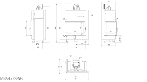 KRATKI MBA Holzkamineinsatz Lufteinlass BImSchV 2 konform 17 kW Staubauslass fi 200 mm Stahl schwarz Thermotec linksseitig gebogenes Glas 150 x 90,5 – Bild 5