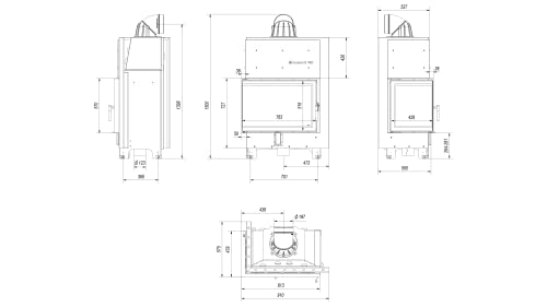 KRATKI MBA Holzkamineinsatz Lufteinlass BImSchV 2 konform 17 kW Staubauslass fi 200 mm Stahl Schwarz Thermotec Linksseitig 150 x 90,5 – Bild 5