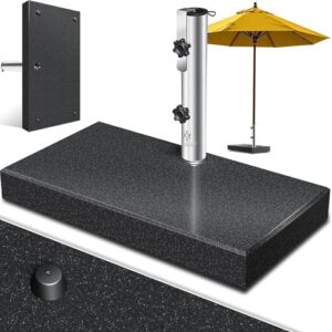 KESSER® Granit Sonnenschirmständer mit Edelstahlrohr, Hochwertiger Schirmständer Rechteck Sockel 30KG - für Schirmstöcke bis 16-48 mm, Inkl. Transport Griff Garten Balkonschirmständer, Anthrazit