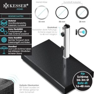 Alternative view of KESSER® Granit Sonnenschirmständer mit Edelstahlrohr, Hochwertiger Schirmständer Rechteck Sockel 30KG - für Schirmstöcke bis 16-48 mm, Inkl. Transport Griff Garten Balkonschirmständer, Anthrazit