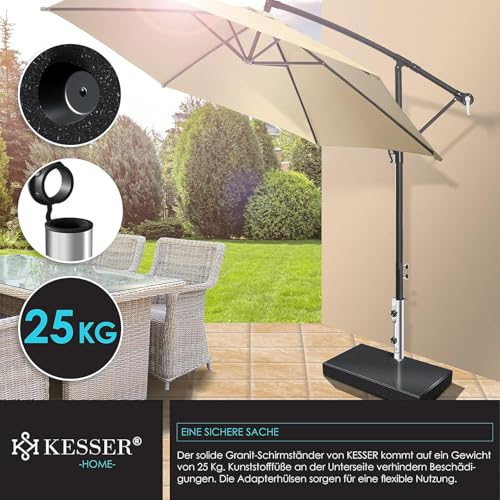KESSER® Granit Sonnenschirmständer mit Edelstahlrohr, Hochwertiger Schirmständer Rechteck Sockel 30KG - für Schirmstöcke bis 16-48 mm, Inkl. Transport Griff Garten Balkonschirmständer, Anthrazit – Bild 6
