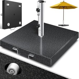 KESSER® Granit Sonnenschirmständer mit Edelstahlrohr, Hochwertiger Schirmständer Quadrat Sockel 30KG - für Schirmstöcke bis 16-48 mm, Inkl. Transport Griff Garten Balkonschirmständer, Anthrazit