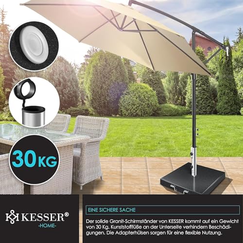 KESSER® Granit Sonnenschirmständer mit Edelstahlrohr, Hochwertiger Schirmständer Quadrat Sockel 30KG - für Schirmstöcke bis 16-48 mm, Inkl. Transport Griff Garten Balkonschirmständer, Anthrazit – Bild 6