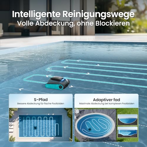 (2026 Upgrade) AIPER Scuba S1 Poolroboter Boden und Wand, Wasserlinienreinigung, 3μm Ultrafeiner Filter, 180 Min. Akkulaufzeit, 15900LPH Leistungsstarker Poolsauger mit APP für Eingelassene Pools Blau – Bild 3