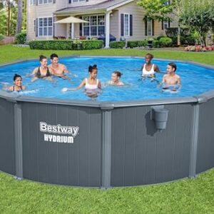 Alternative view of Bestway Hydrium Stahlwandpool Set, Ganzjährig aufstellbar & Winterfest, 488 x 132 cm Rund, Holz-Optik Grau, Inkl. Sandfilteranlage & Zubehör
