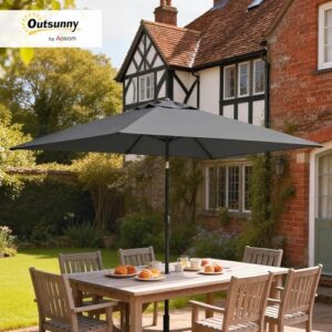 Alternative view of Outsunny Sonnenschirm 300 x 200 cm neigbar Balkonschirm mit Kurbel Schutzhülle, UV Schutz, Rechteckig Gartenschirm windfest stabil Marktschirm Sonnenschutz für Garten Balkon Terrasse Dunkelgrau