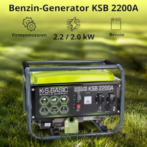 Alternative view of KS BASIC 2200А Stromerzeuger, 5,5 PS 4-Takt Benzinmotor, Aluminium Alternator, Automatischer Spannungsregler (AVR), 2200 Watt, 16A, 230V Generator, für den Heim- und Freizeitbedarf