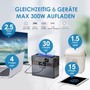 Alternative view of ALLPOWERS S300 PLUS Tragbarer Powerstation 288Wh Mobile Stromversorgung Generatoren 300W Batterie Mobiler Stromspeicher für Garten Party Reise Camping Wohnmobil Notfall