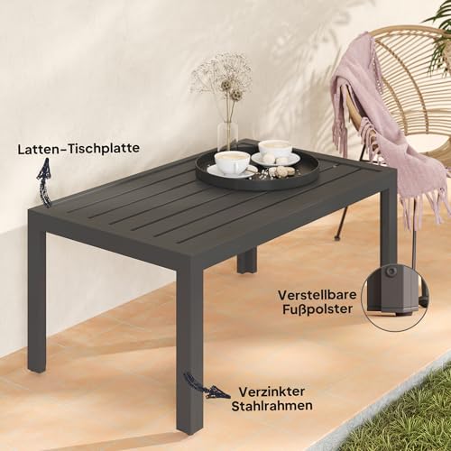 Outsunny Beistelltisch Balkontisch aus Stahl Rechteckig Kaffeetisch wetterfest Gartentisch pflegeleicht Sofatisch Outdoor Tisch für Balkon Garten Terrasse Veranda Wohnzimmer, 101,5x61x46 cm Grau – Bild 4