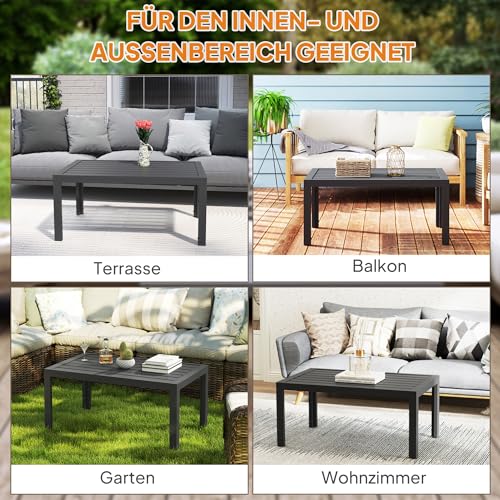Outsunny Beistelltisch Balkontisch aus Stahl Rechteckig Kaffeetisch wetterfest Gartentisch pflegeleicht Sofatisch Outdoor Tisch für Balkon Garten Terrasse Veranda Wohnzimmer, 101,5x61x46 cm Grau – Bild 5