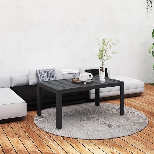 Outsunny Beistelltisch Balkontisch aus Stahl Rechteckig Kaffeetisch wetterfest Gartentisch pflegeleicht Sofatisch Outdoor Tisch für Balkon Garten Terrasse Veranda Wohnzimmer, 101,5x61x46 cm Grau – Bild 6