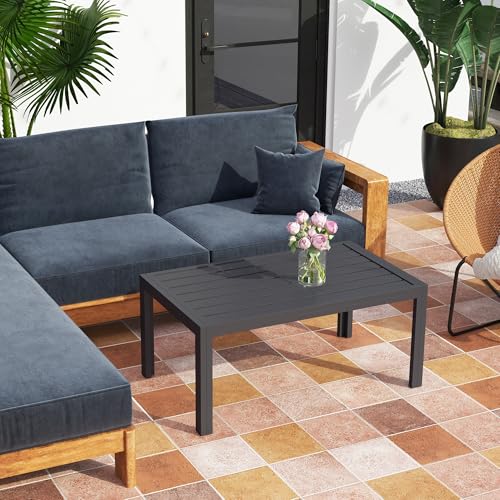 Outsunny Beistelltisch Balkontisch aus Stahl Rechteckig Kaffeetisch wetterfest Gartentisch pflegeleicht Sofatisch Outdoor Tisch für Balkon Garten Terrasse Veranda Wohnzimmer, 101,5x61x46 cm Grau – Bild 7