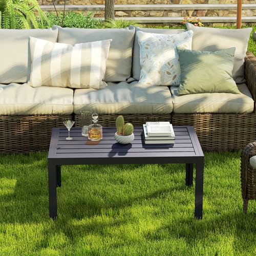 Outsunny Beistelltisch Balkontisch aus Stahl Rechteckig Kaffeetisch wetterfest Gartentisch pflegeleicht Sofatisch Outdoor Tisch für Balkon Garten Terrasse Veranda Wohnzimmer, 101,5x61x46 cm Grau – Bild 8