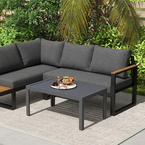 Outsunny Beistelltisch Balkontisch aus Stahl Rechteckig Kaffeetisch wetterfest Gartentisch pflegeleicht Sofatisch Outdoor Tisch für Balkon Garten Terrasse Veranda Wohnzimmer, 101,5x61x46 cm Grau – Bild 9