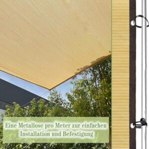 Alternative view of Sonnensegel mit Ösen 90% UV-Schutz 4X6M Schattiernetz Beige für Terrasse Balkon Garten Gewächshaus Carport Sichtschutz Pflanzenschutz Tiergehege & Swimmingpool