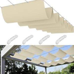 Einziehbares Sonnensegel 1.2x6M Verstellbar Welle Markisenstoff Sonnenschutz Wasserdicht Wellenmarkise Outdoor Balkon Pergola UV-Beständig Segeltuch Markise für Terrasse Garten Creme