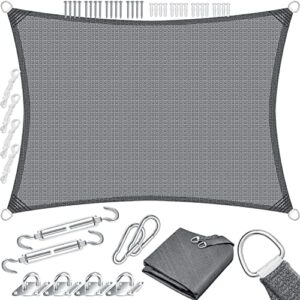 KESSER® Sonnensegel Sonnenschutz Windschutz | HDPE Gewebe | wasserabweisend & windabweisend | Rechteck 5x7m | 5-Fach quer vernäht robust & stabil Schattenspender Garten Balkon Terrasse Grau