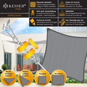 Alternative view of KESSER® Sonnensegel Sonnenschutz Windschutz | HDPE Gewebe | wasserabweisend & windabweisend | Rechteck 5x7m | 5-Fach quer vernäht robust & stabil Schattenspender Garten Balkon Terrasse Grau
