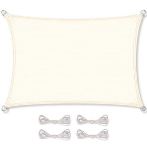 CelinaSun Sonnensegel inkl Befestigungsseile Premium HDPE wetterbeständig atmungsaktiv Rechteck 3 x 6 m Creme weiß