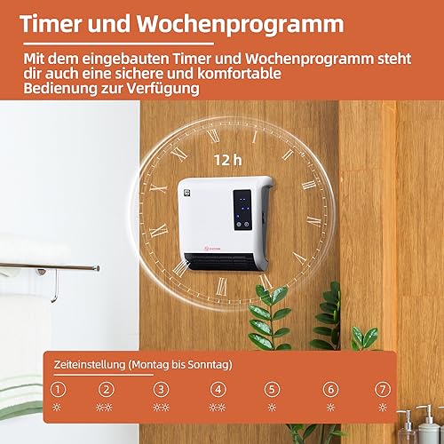 SHX Bad-Heizlüfter 2000W SHX71BHL2000W – Badezimmer-Heizlüfter, 2000 Watt, Schutzklasse: IPX2, Display, Timerprogrammierung, Fernbedienung, weiß/schwarz – Bild 6