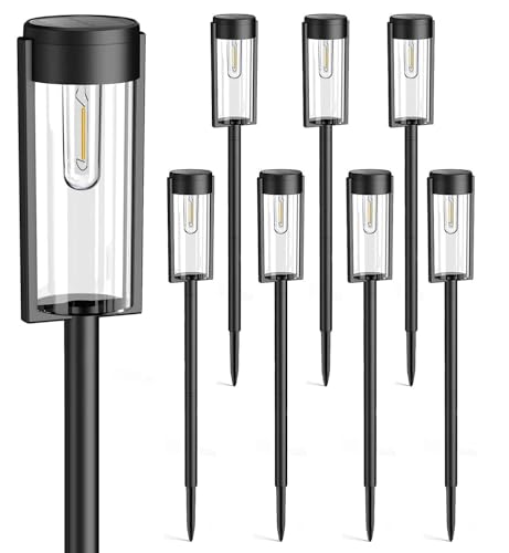 RECHOO Solarlampen für Außen Garten, 8 Stück Vintage Solarleuchten für Außen mit Helle Warmweiß Wolfram Licht, 1000mAh Batterie, IP65 Wasserdicht Solar Gartenleuchten für Außen Terrasse Rasen Weg Deko