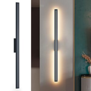 K-Bright Lange Wandleuchte Aussen/Innen Modern Wandlampe Warmweiß 3000K, IP54 Wasserdicht Außenwandleuchte Für Gärten, Terrassen, Wohnzimmer, Korridor, Treppen, 120CM / Anthrazit