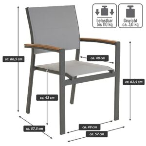 Alternative view of Nexos Trading Gartenstuhl Stapelsessel Stapelstuhl Balkonstuhl - Teslin-Gewebe Alu-Gestell stapelbar - Farbe: Rahmen grau/Bespannung hellgrau (2)