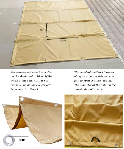 Einziehbare Welle Sonnensegel 4x2M Nach Maß Wellenmarkise Verstellbar Segeltuch mit Ösen und Kordel Markisenstoff UV-Schutz Sonnenschutz Wasserdicht für Garten Pergola Balkon Terrasse Sand – Bild 4
