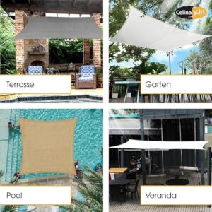 Alternative view of CelinaSun Sonnensegel inkl Befestigungsseile Premium PES wasserabweisend imprägniert Rechteck 4 x 6 m hell grau