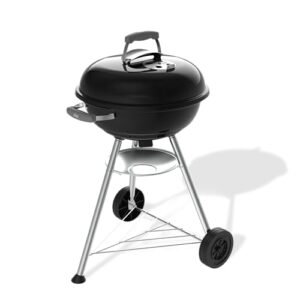 Weber Compact Kettle Holzkohlegrill (2026 Version) / Dreibein-Ständer und Räder, Hitzebeständiges, rostfreies Design, Verchromter dreilagiger Rost, 47 cm, Schwarz