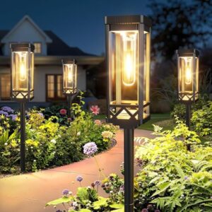 BUCASA Groß Solarlampen für Außen Garten 8 Stück, Superhell Solarleuchten für Außen mit 1000mAh Batterie, 15Std. Beleuchtung IP65 Wasserdicht Solar Gartenleuchten für Rasen Hof Balkon Gehweg Deko