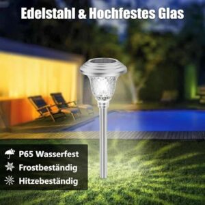 Alternative view of BEAU JARDIN 8er Set Solarlampen Gartenbeleuchtung [Energieklasse A ] – Solarleuchten für Außen mit 3 Farbmodi, Wasserdicht & Winterfest, Edelstahl – Dekolichter für Rasen, Terrasse, Wege
