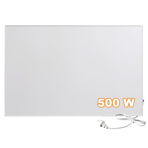SROCHN Infrarotheizung 500 Watt mit Netzschalter, Infarotheizkoerper Wandmontage mit Überhitzungsschutz, Infrarot Wandheizung für 5-10 m²