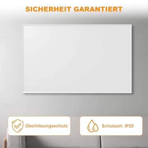 SROCHN Infrarotheizung 500 Watt mit Netzschalter, Infarotheizkoerper Wandmontage mit Überhitzungsschutz, Infrarot Wandheizung für 5-10 m² – Bild 6
