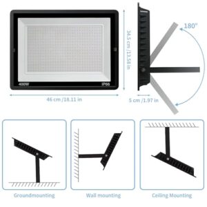 Alternative view of 2PCS-Led Strahler Außen 400W Superhell Außenstrahler,IP66 Wasserdicht LED Fluter 40000LM Flutlicht led aussenstrahler 6000K Kaltweiß LED Außenstrahler für Garten, Innenhöfe, Garage, Hotel, Sportplatz