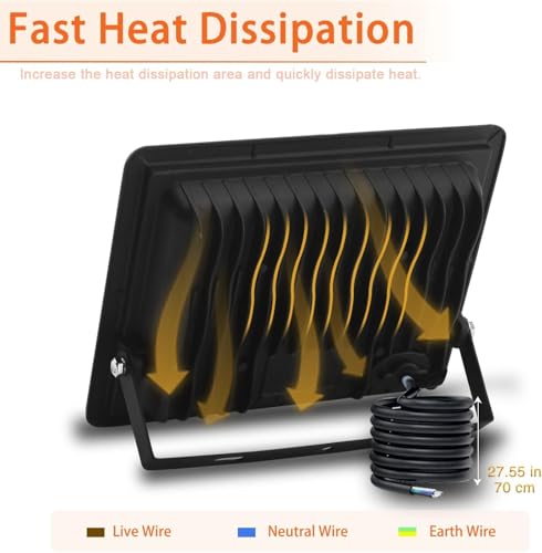 2PCS-Led Strahler Außen 400W Superhell Außenstrahler,IP66 Wasserdicht LED Fluter 40000LM Flutlicht led aussenstrahler 6000K Kaltweiß LED Außenstrahler für Garten, Innenhöfe, Garage, Hotel, Sportplatz – Bild 5