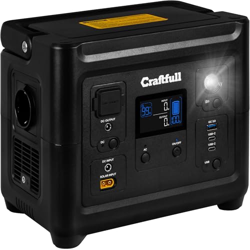 Craftfull Powerstation Fast Charge PS500 | đŻ đđđđđ đđđđđđđđ - 750 Watt - Lithium LiFePO4 Akku - 80% nach > 2000 Ladezyklen - SOS - USB-C/USB-A/KFZ/Schuko-Stecker (0% MwSt. 500 Watt)