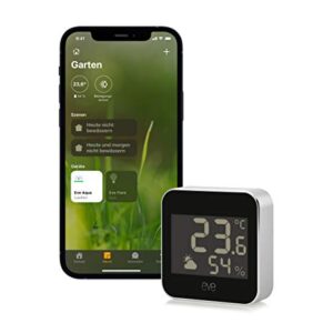 Eve Weather (Apple Home) – Smarte Wetterstation, digitales Thermometer & Hygrometer mit Wettertrend-Anzeige, Luftfeuchtigkeit und Luftdruck, IPX4-Wasserbeständigkeit, Display, kabellos, Thread