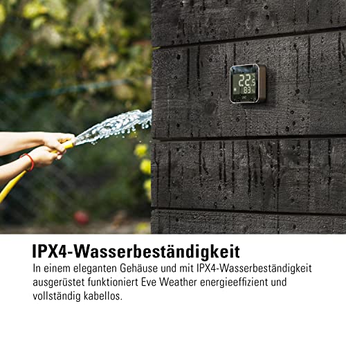 Eve Weather (Apple Home) – Smarte Wetterstation, digitales Thermometer & Hygrometer mit Wettertrend-Anzeige, Luftfeuchtigkeit und Luftdruck, IPX4-Wasserbeständigkeit, Display, kabellos, Thread – Bild 6