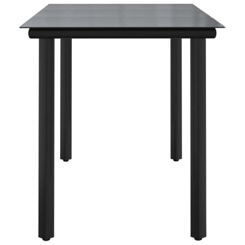 vidaXL Garten-Esstisch Schwarz 200x100x74 cm Stahl und Hartglas, Tisch, Terrassentisch, Terrassenmöbel, Gartentisch, Gartenmöbel, Balkontisch – Bild 6