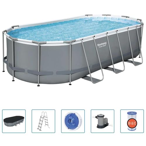 Homgoday Power Steel Aufstellpool 549x274x122cm - Stahlrohrkonstruktion, 13430L, für Familie und Freunde Model92826 – Bild 2