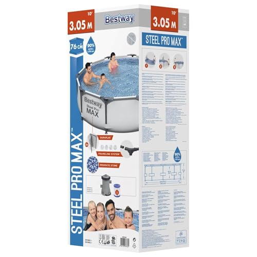 Homgoday Stahl-Pro-MAX-Pool-Set 4678L Rund Schwimmbecken Tritech-Material Grau 305x76cm Garten Model92834 – Bild 5