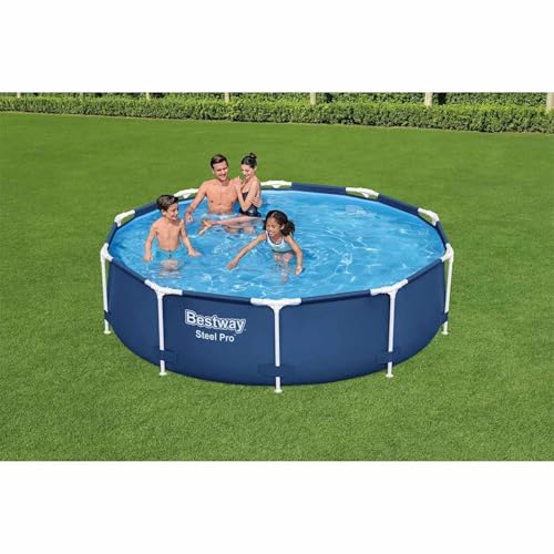 Homgoday Stahl-Pro-Schwimmbecken 305x76 cm - Blau - Mit Ablassventil und Unterwasser-Reparaturflicken Model93788