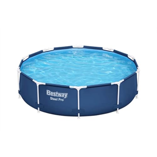 Homgoday Stahl-Pro-Schwimmbecken 305x76 cm - Blau - Mit Ablassventil und Unterwasser-Reparaturflicken Model93788 – Bild 3