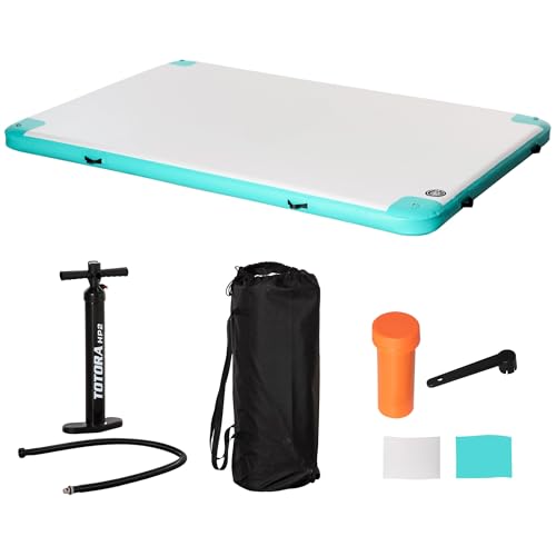 Tidyard Aufblasbare Badeinsel, 500 kg Tragfähigkeit, rutschfeste Oberfläche, 304 x 204 x 15 cm, für Pool und See zum Entspannen mit Familie und Freunden